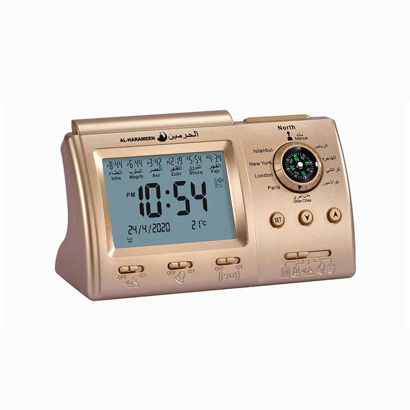 Azan Prayer Alarm Clock LED | 1500 Cities Calendar & Temp
