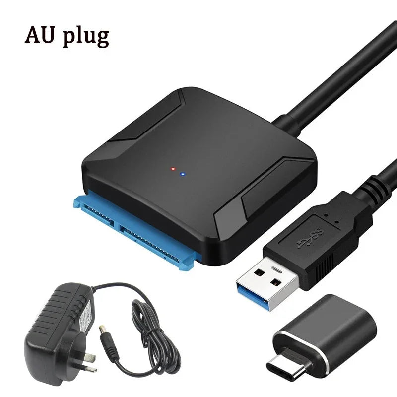 USB 3.0 to SATA Cable SATA III Hard Drive Adapter Converter for 2.5" 3.5" SSD HDD Hard Drive Disk with 12V/2A Power Adapter Peaceful Pleasures Health and Wellness AU Plug with OTG