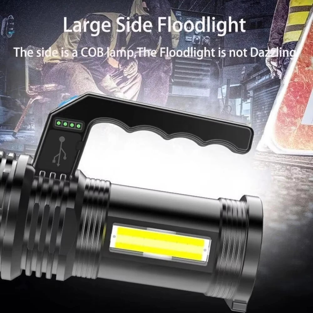 GGbingo 2KM LED USB Rechargeable Flashlight Portable Long Distance Waterproof Torch for Fishing Hunting Camping Peaceful Pleasures Health and Wellness