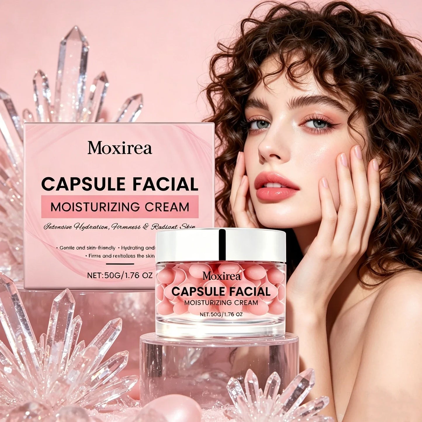 MOXIREA Pink Capsule Face Cream – Hydrate, Brighten & Firm 50g
