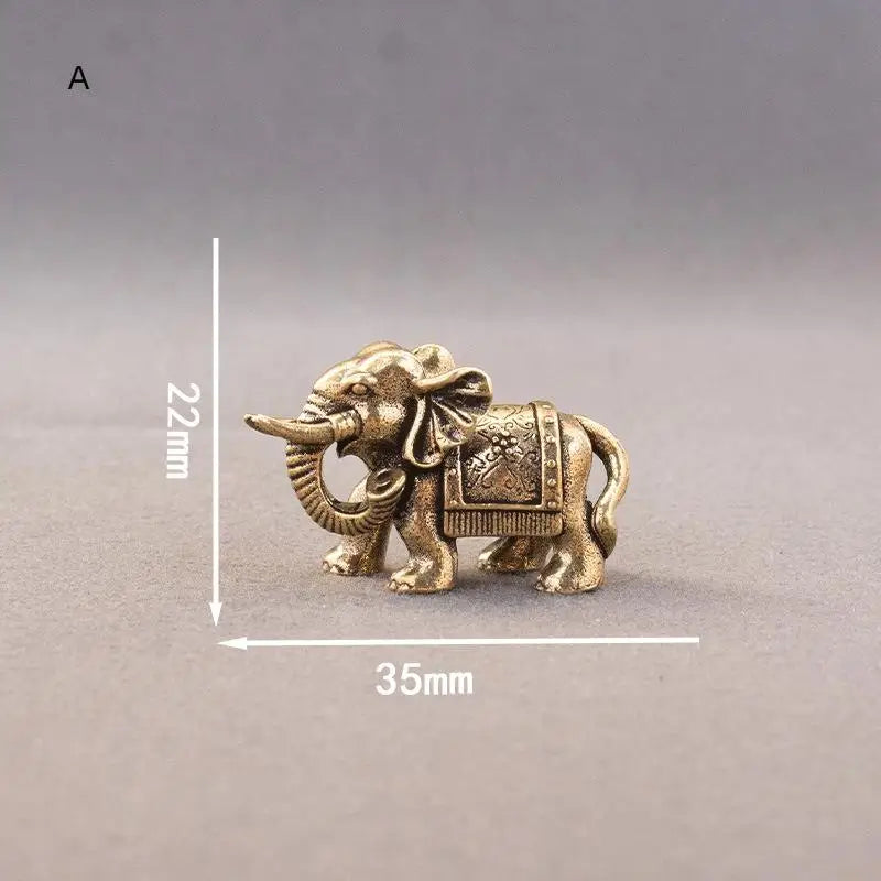 Brass Lucky Elephant Miniature Figurine | Antique Copper Statue