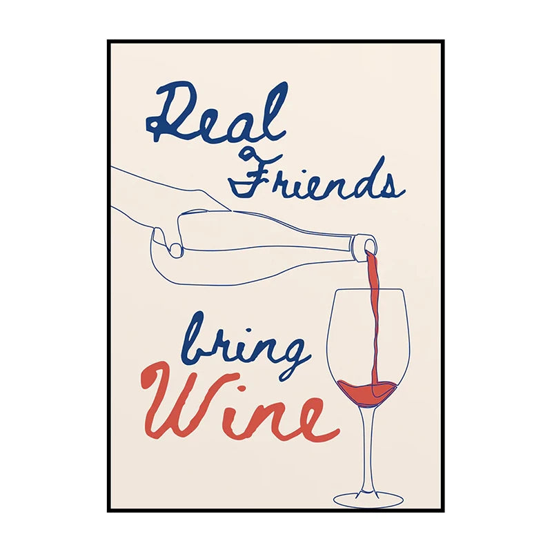 Cheese & Wine Poster Un Croissant Print Wall Art Grandma's Stew Canvas Painting Picture for Living Room Kitchen Home Decoration Peaceful Pleasures Health and Wellness