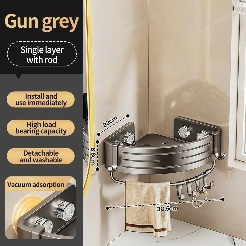 No-Drill Suction Cup Bathroom Shelf | Wall Mount Storage Rack