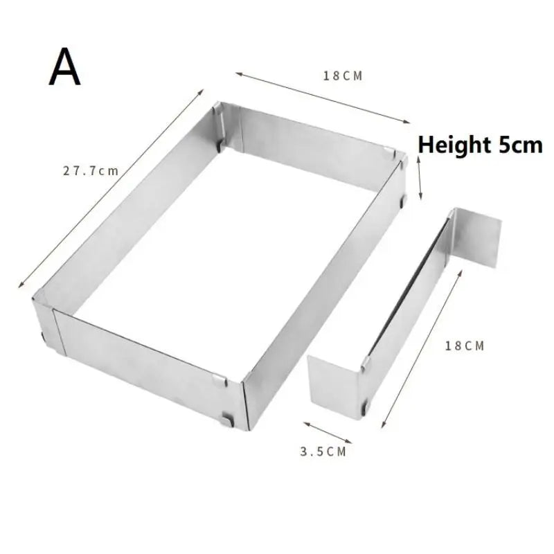 Adjustable Rectangular Cake Mold Ring | Stainless Steel Baking