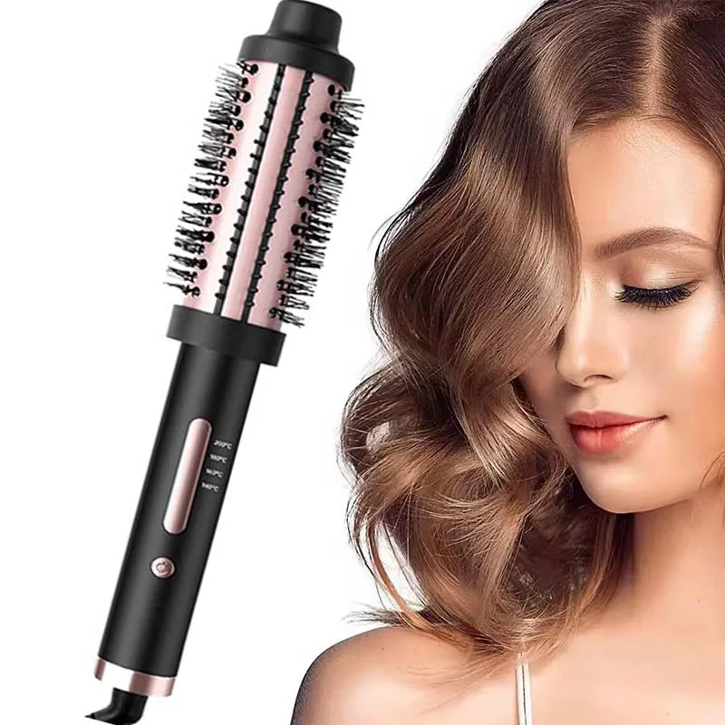 Ceramic Coating Thermal Hair Curler Brush Curling & Straightening 3-in-1 Hair Styling Comb & Blow-Drying Straightener Peaceful Pleasures Health and Wellness