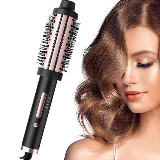 Ceramic Coating Thermal Hair Curler Brush Curling & Straightening 3-in-1 Hair Styling Comb & Blow-Drying Straightener Peaceful Pleasures Health and Wellness