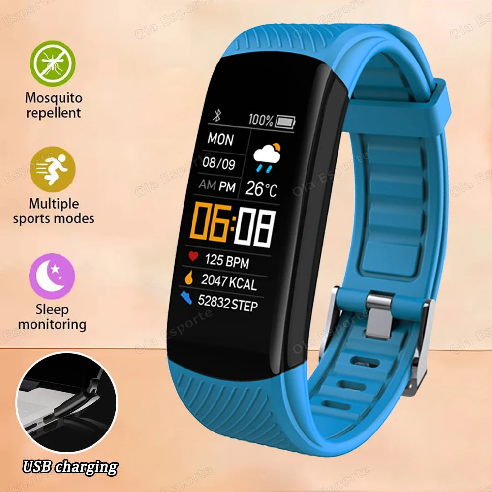 Smart Fitness Tracker Watch Heart Rate Monitor Sleep Steps Swim Waterproof Health Exercise Bracelet For Men Women Smartwatch New Peaceful Pleasures Health and Wellness Blue