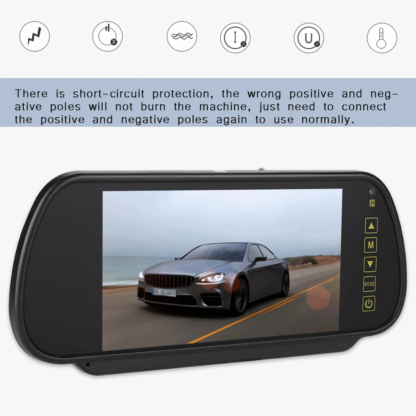 7inches Backup Monitor Rear View Mirror LCD Display Camera