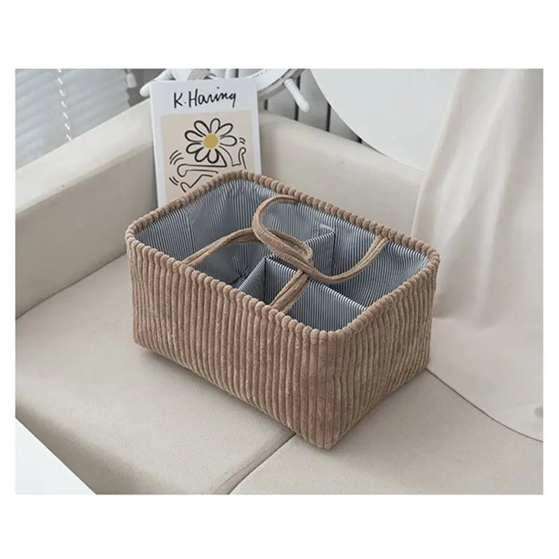A36T-Large Capacity Diaper Bag Wet Storage Bag Grid Storage Fabric Bag Storage Basket Diaper Brown Peaceful Pleasures Health and Wellness