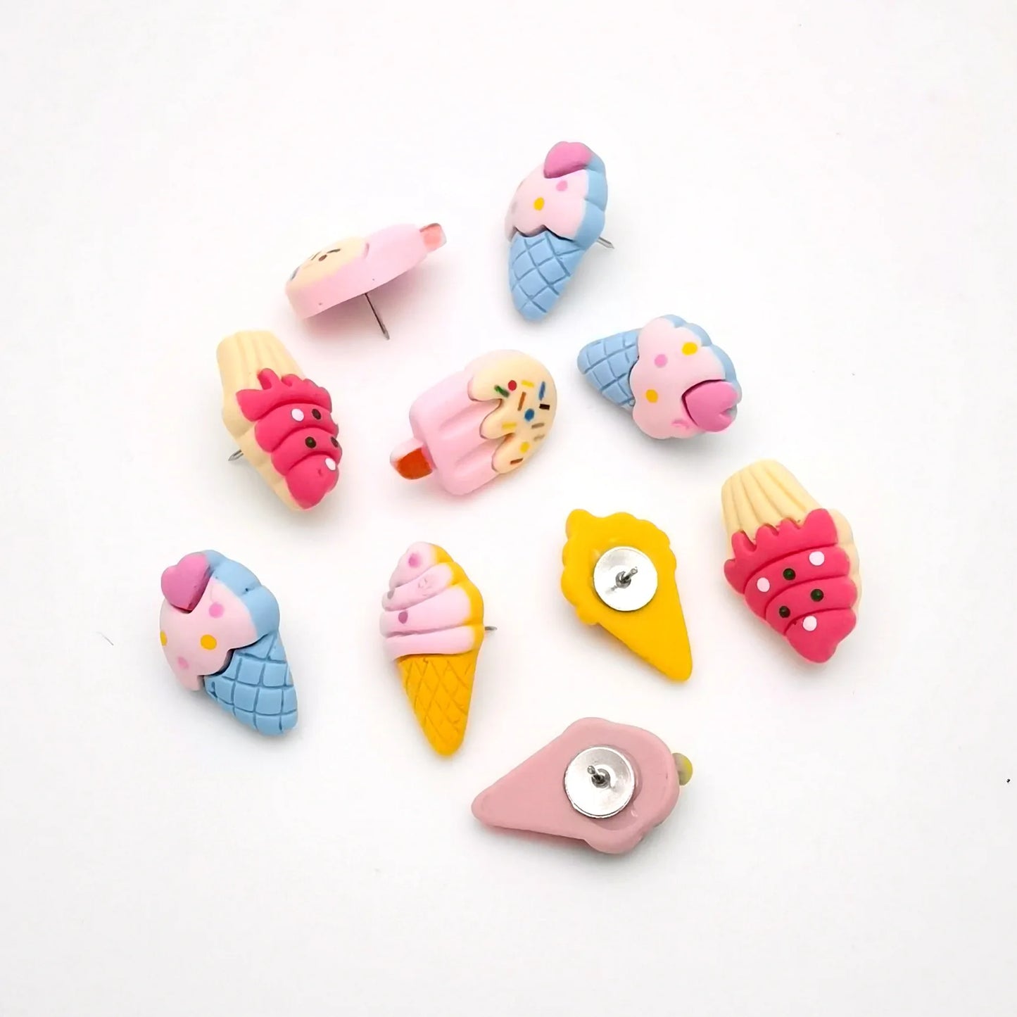 Bview Art Creative Ice Cream Resin Push Pins Flat Head Thumb Tacks