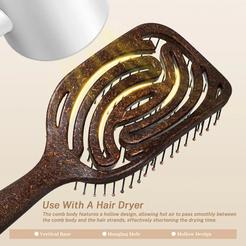 Wheat Straw Hair Massage Comb – Detangle & Quick-Dry Brush