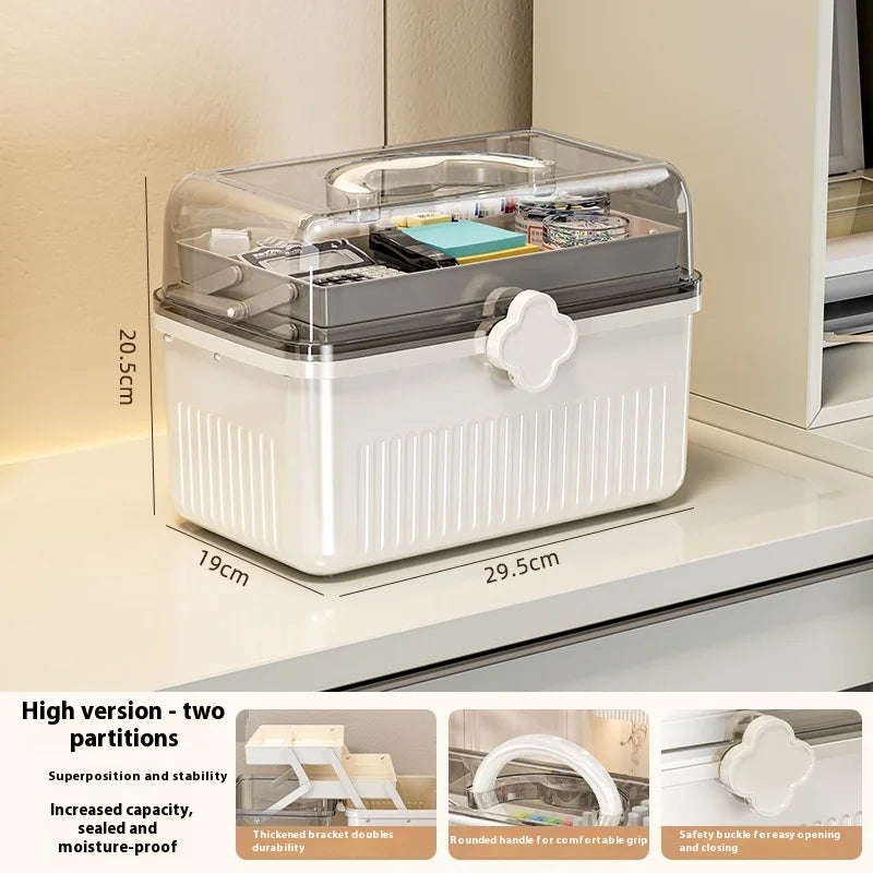 Portable Plastic Desktop Storage Box with Handle | Home Organizer