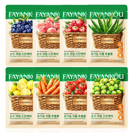 FAYANKOU Fruit Korean Sheet Masks 8pc – Hydrating & Anti-Aging Korean Sheet Mask Peaceful Pleasures Health and Wellness each 1pcs