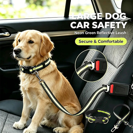 2-in-1 Car Seat Belt for Dogs, Headrest Dog Safety Harness & Leash - Adjustable Nylon Vehicle Pet Restraint, Tangle-Free Travel Peaceful Pleasures Health and Wellness