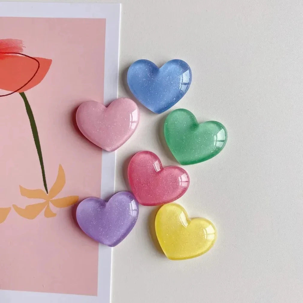 6-Pack Glitter Heart Fridge Magnets | Colorful Home Decor