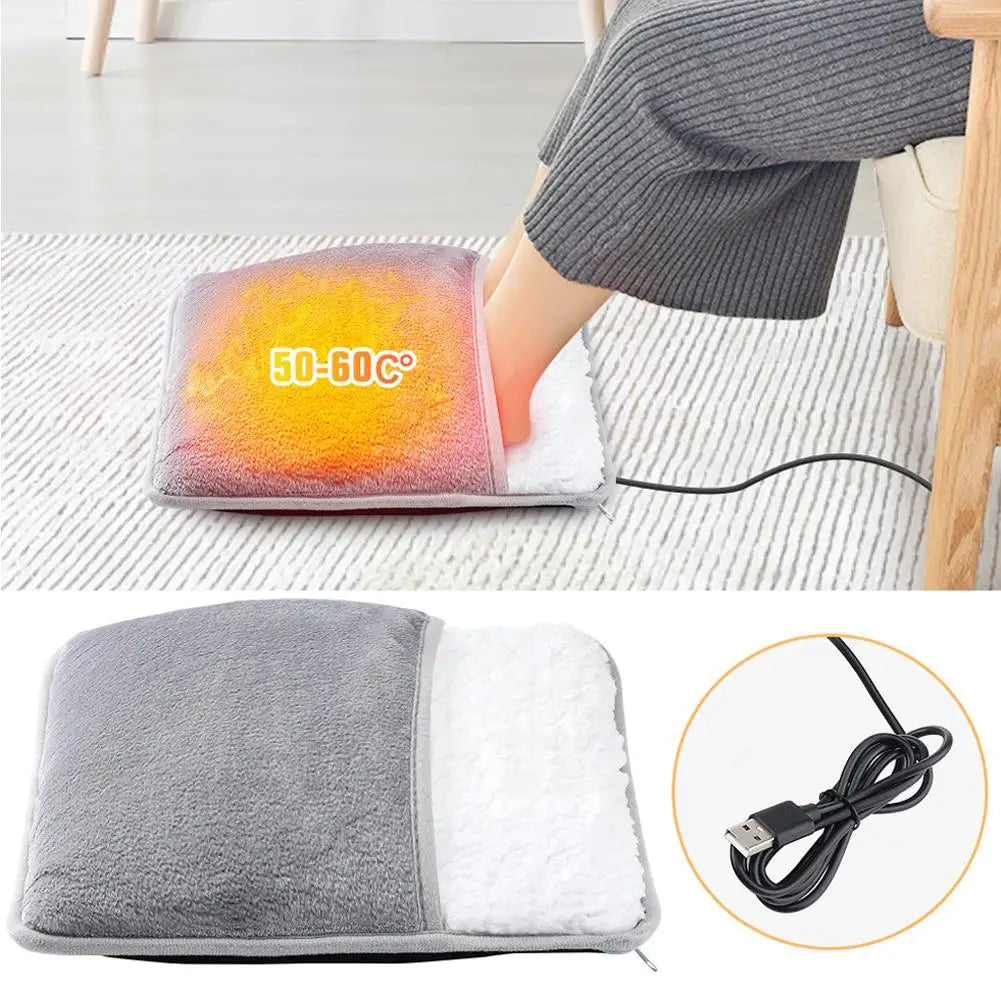 USB Electric Foot Warmer Heating Pad – Plush, Washable