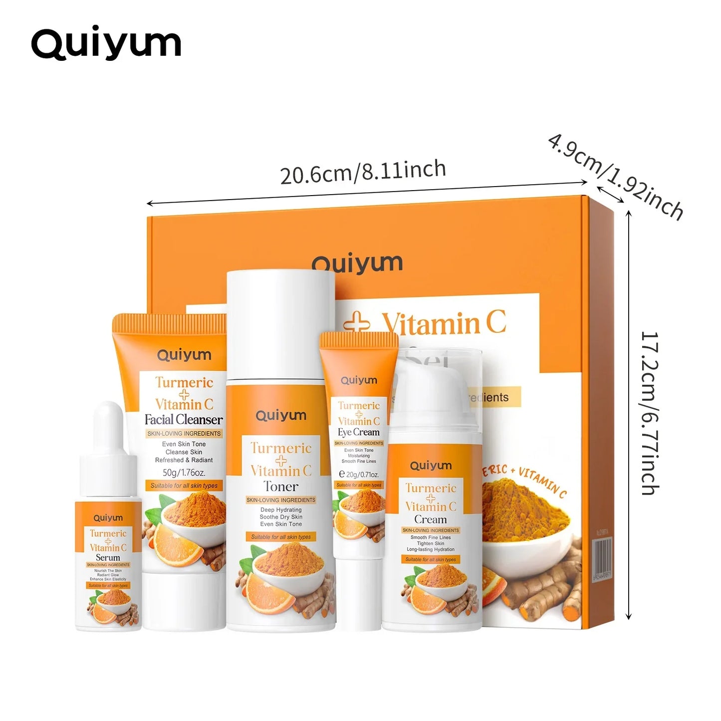Vitamin C Turmeric 5-Piece Facial Skincare Set | Hydrate & Firm