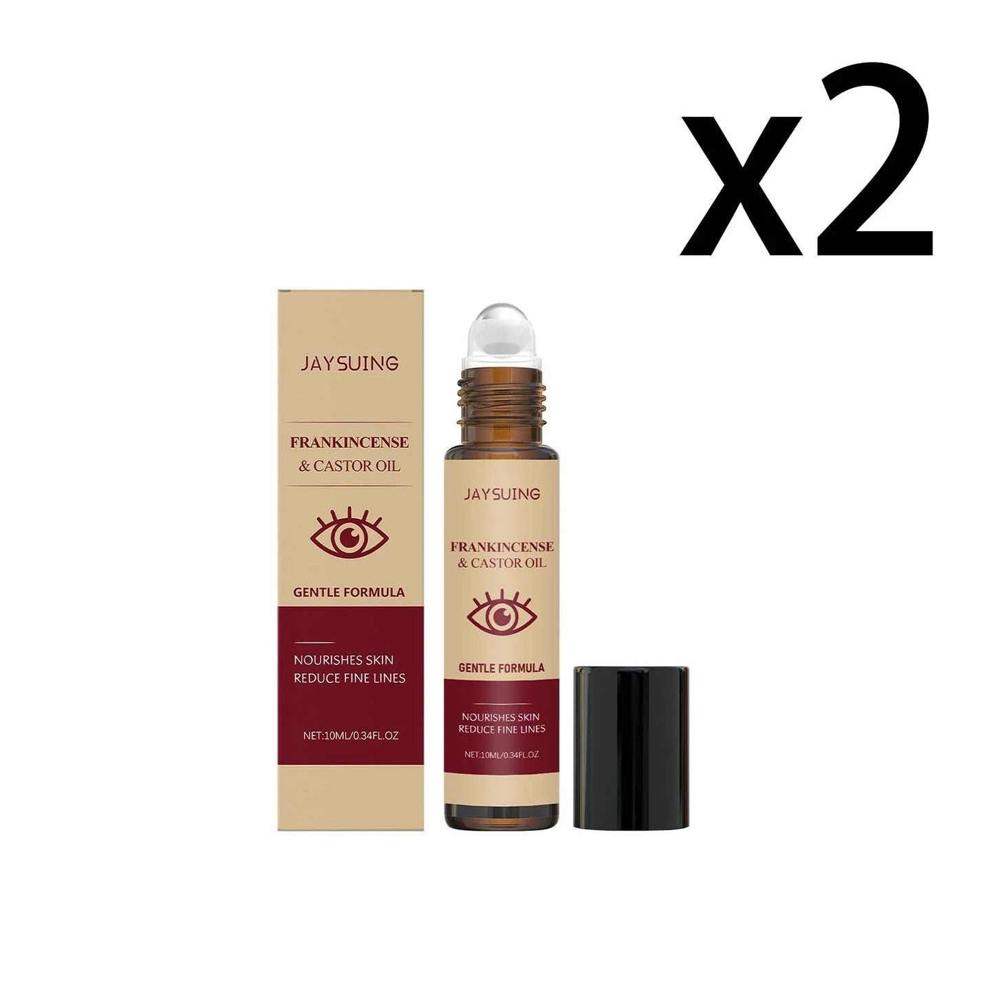 Castor Oil Eye Essence Dark Circles Eye Bags Anti-Puffiness Lift Firm Ball Massage Reduce Fine Lines Deep Nourish Eye Care Serum Peaceful Pleasures Health and Wellness 2x10ml 10ml