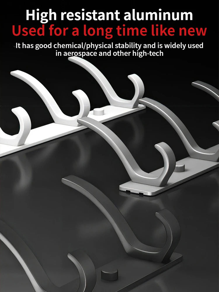No-Drill 6-Hook Aluminum Wall Coat Hanger Rack | Bedroom & Kitchen