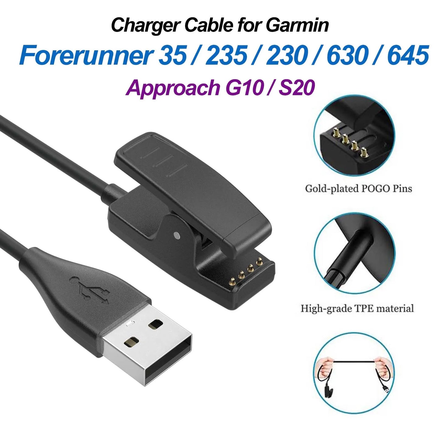 Garmin USB Charger Cable – Forerunner, Lily 2, Vivomove & More Peaceful Pleasures Health and Wellness