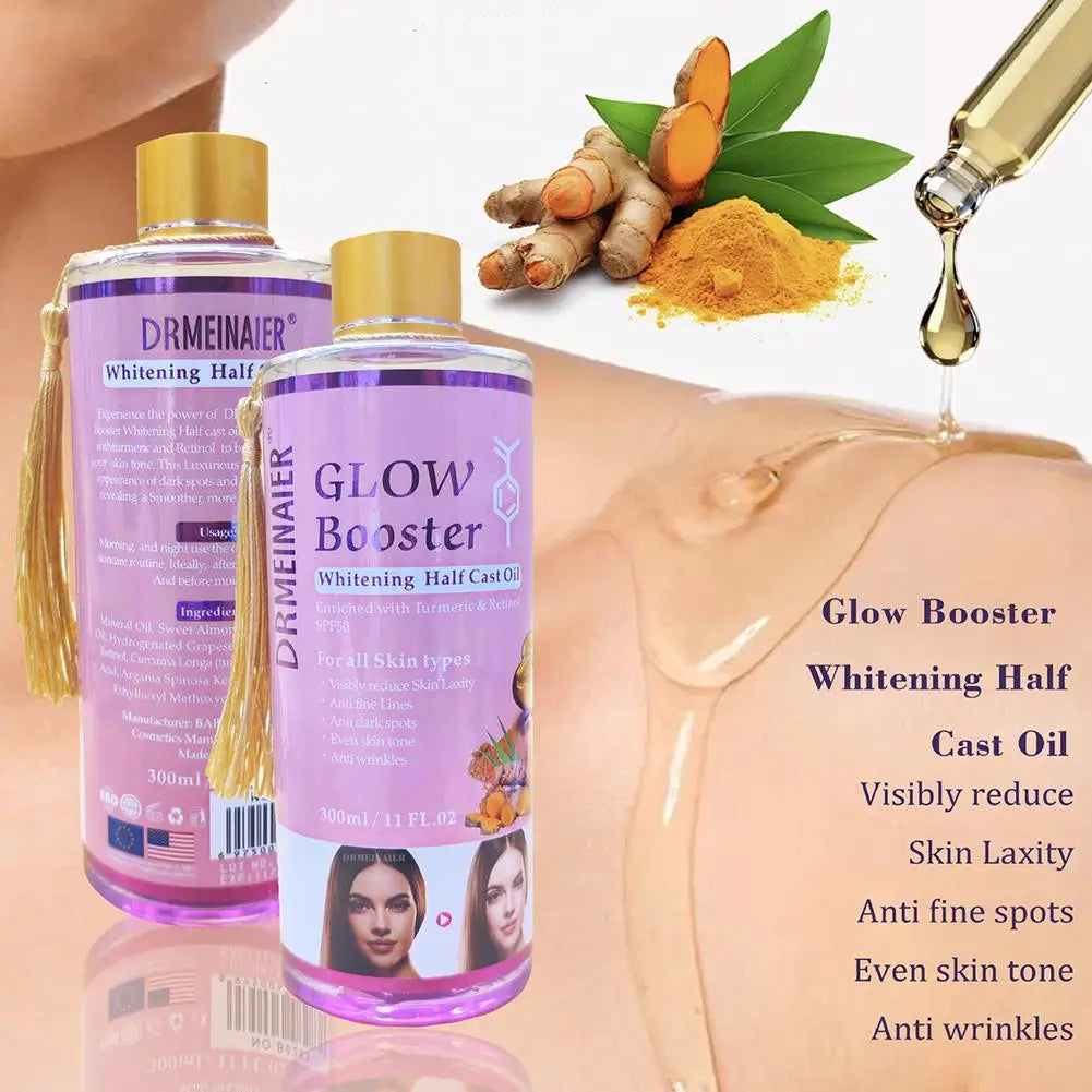 Booster Lightening Radiance Half Cast Oil 300ml Brightening Body Oil for All Skin Types, Brightening & Repairing Body Oil Skinca Peaceful Pleasures Health and Wellness