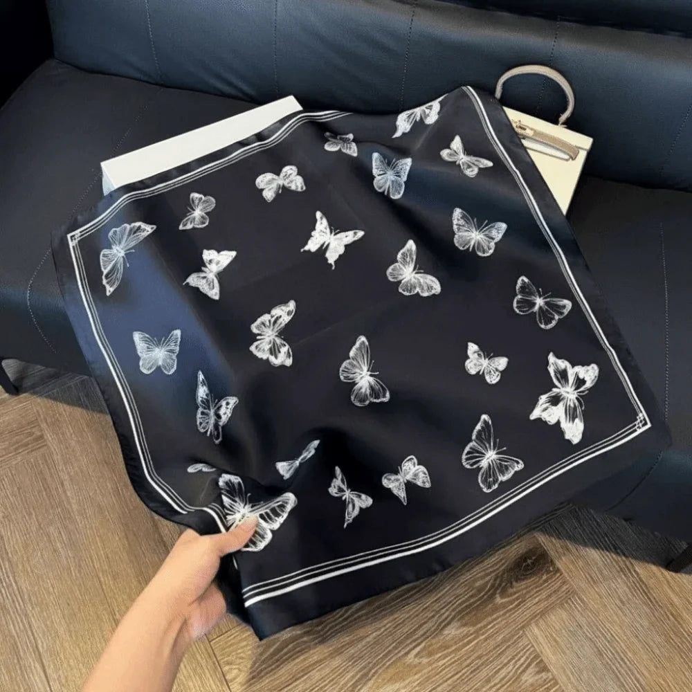 Women's Butterfly Print Square Silk Scarf & Bandana – 70cm