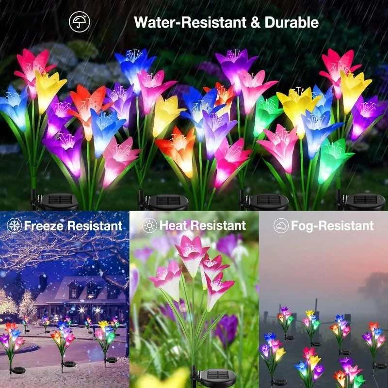 Solar LED Lily Garden Stake Light – Waterproof Lawn Decor