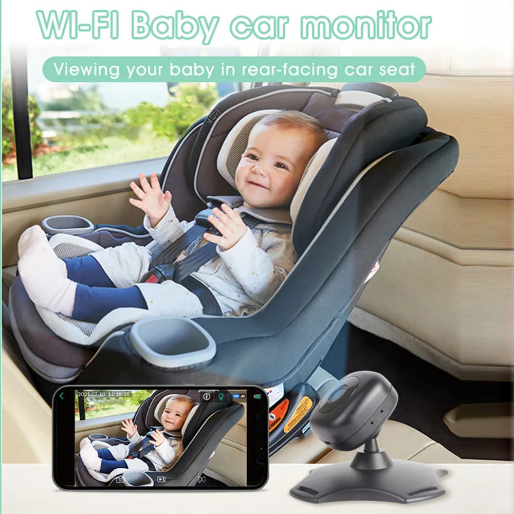 WiFi Baby Car Camera | 720P HD, 360° Night Vision, Rear Seat