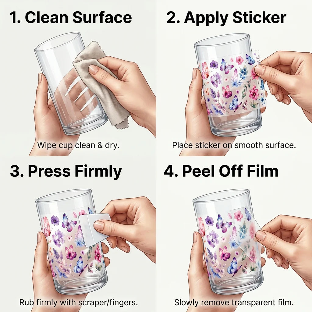 Watercolor Butterfly UV DTF Transfer Sticker | 16oz Cup Wrap Decal