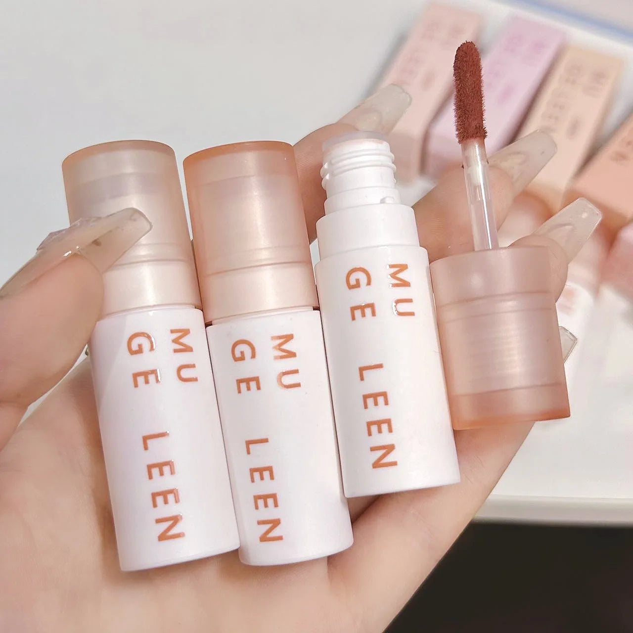 ZYXUAQIR Matte Lip Mud – Rose Pink & Peach Mousse Lip Gloss