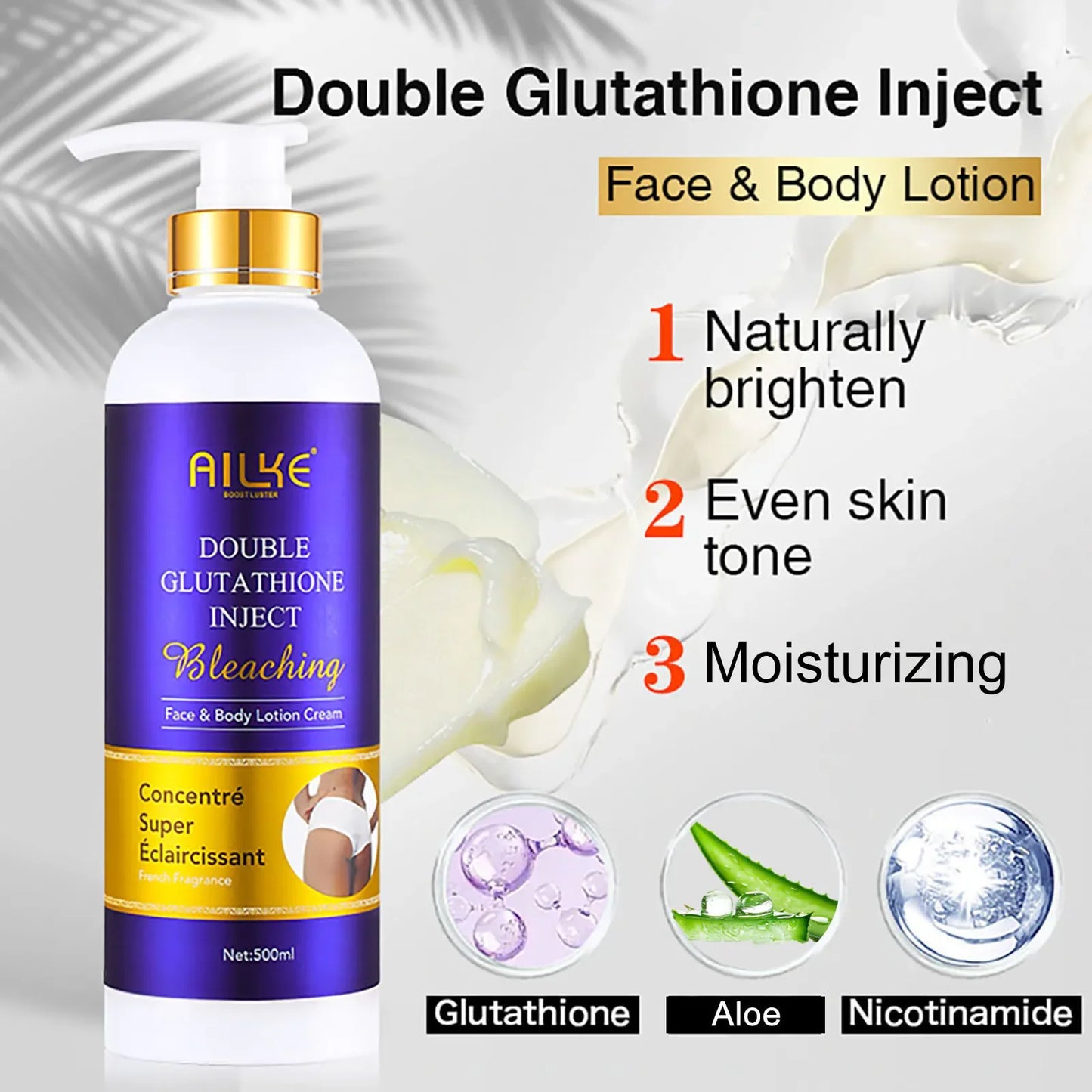 AILKE Double Glutathione Whitening Range – 5-in-1 Set Peaceful Pleasures Health and Wellness Lotion 500ml United States