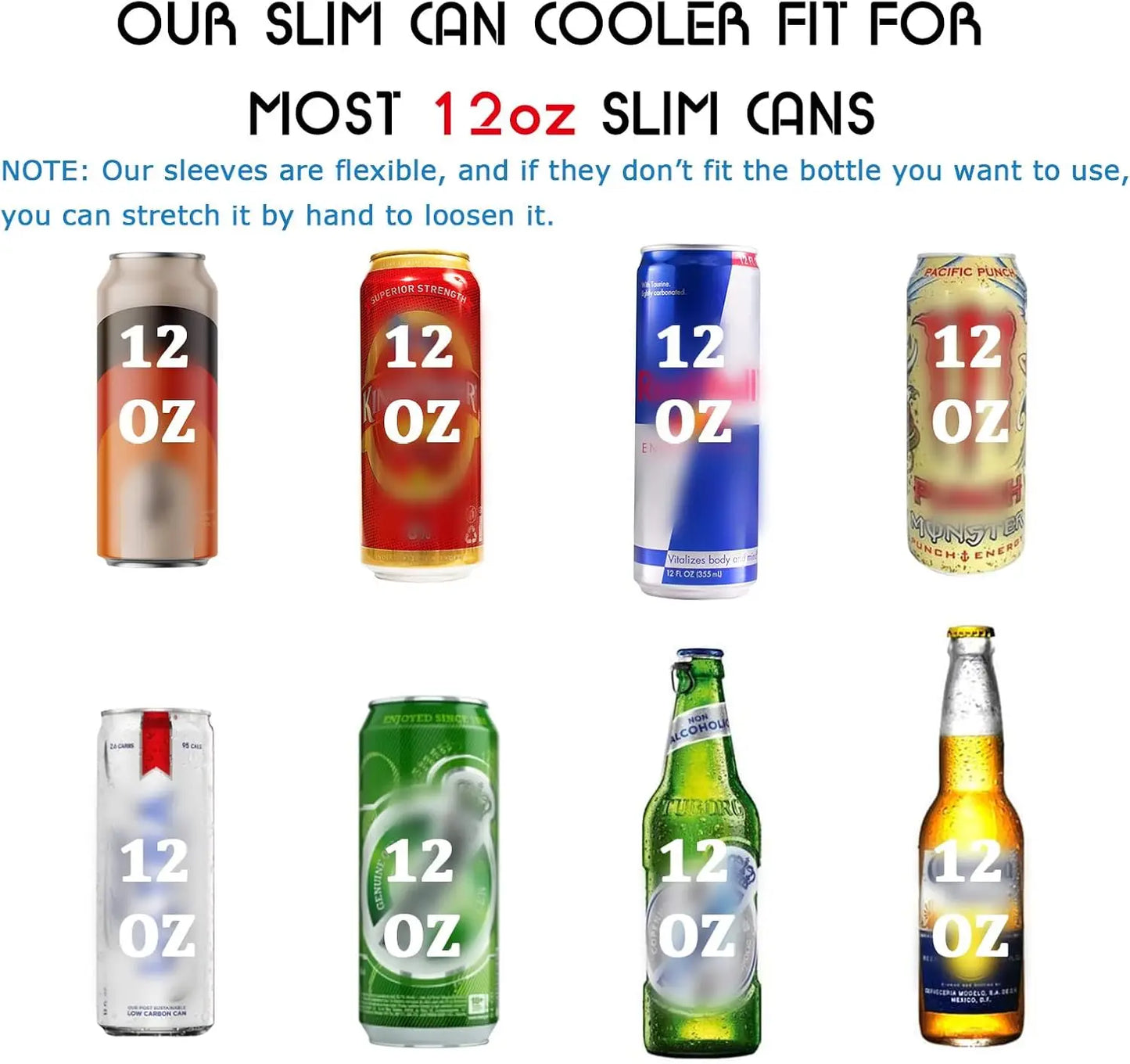 2PC Neoprene Slim Beer Can Cooler Tall Stubby Holder Foldable Stubby Holders Beer Cooler Bags Fits 12oz Slim Energy Drink & Beer Peaceful Pleasures Health and Wellness