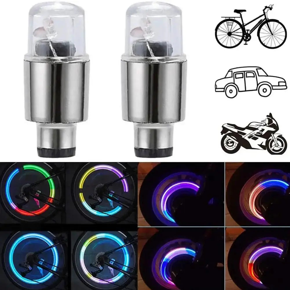 2pcs Motorcycle Bike Wheel Lights Luminous Tire Colorful gas nozzle lamp Universal Led Waterproof Car Accessories Wheel Light Peaceful Pleasures Health and Wellness