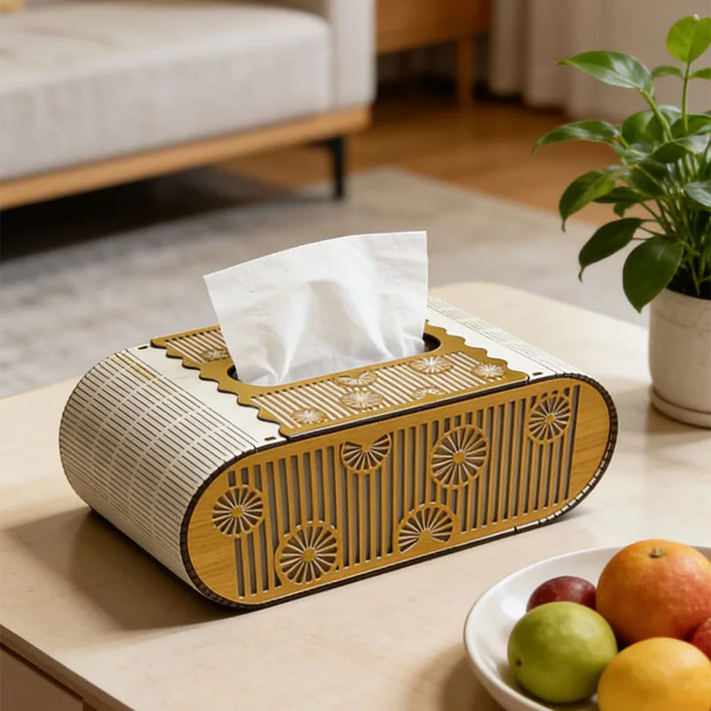 Hot Wooden Carved Tissue Box, European Style Tissue Dispenser, Household Tabletop Storage Box, and Baby's First-year Gift Peaceful Pleasures Health and Wellness