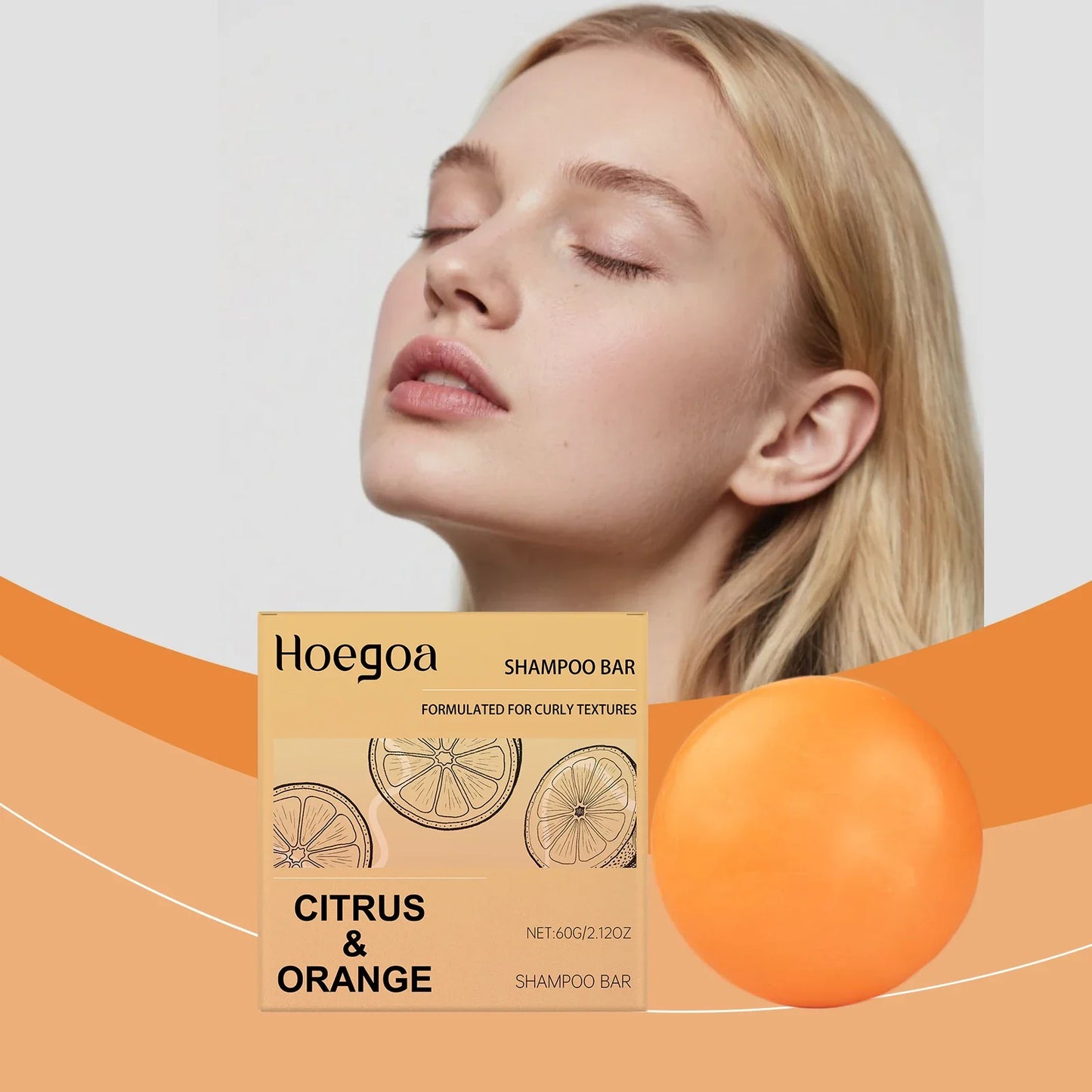 HOEGOA Citrus Orange Shampoo Bar – Nourishing & Moisturizing