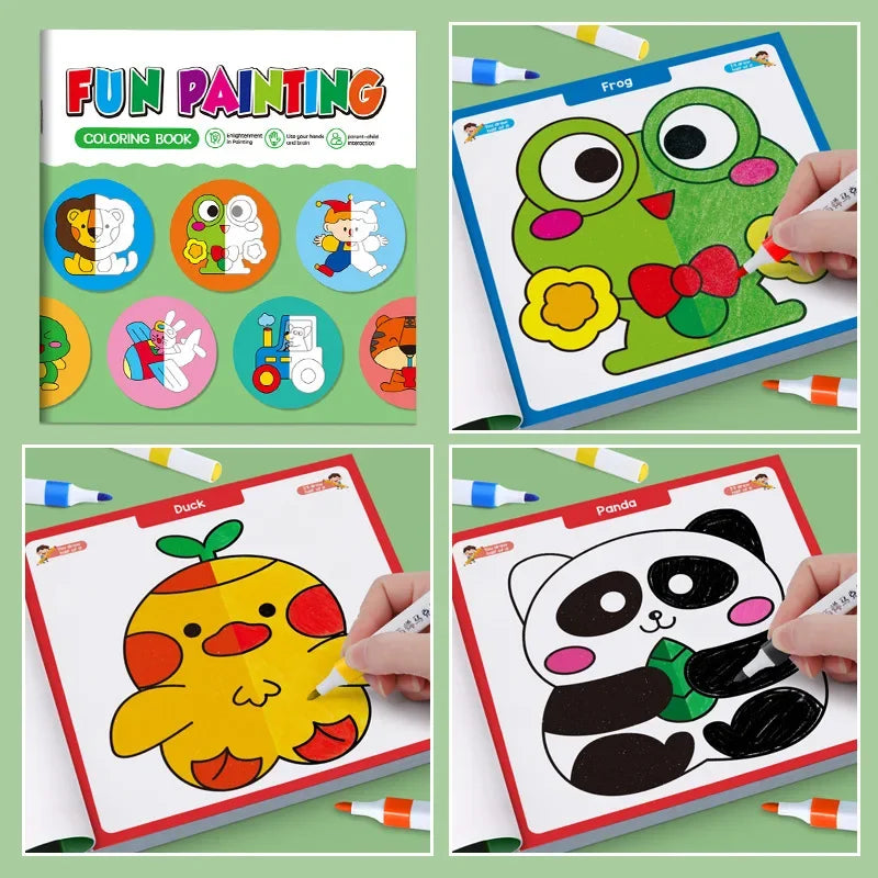 Children Coloring Book Cartoon Pattern Pen Writing Control Practice