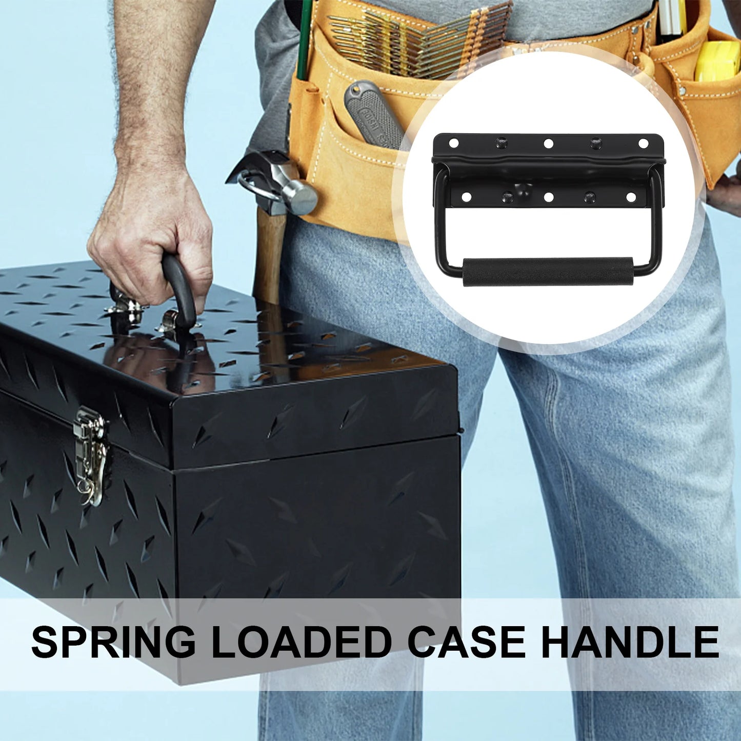 2Pcs Heavy Duty Metal Tool Box Handle Spring Loaded Carry Handle Pull Handle For Chest Case Handles Cabinet Pulls Replacement Peaceful Pleasures Health and Wellness