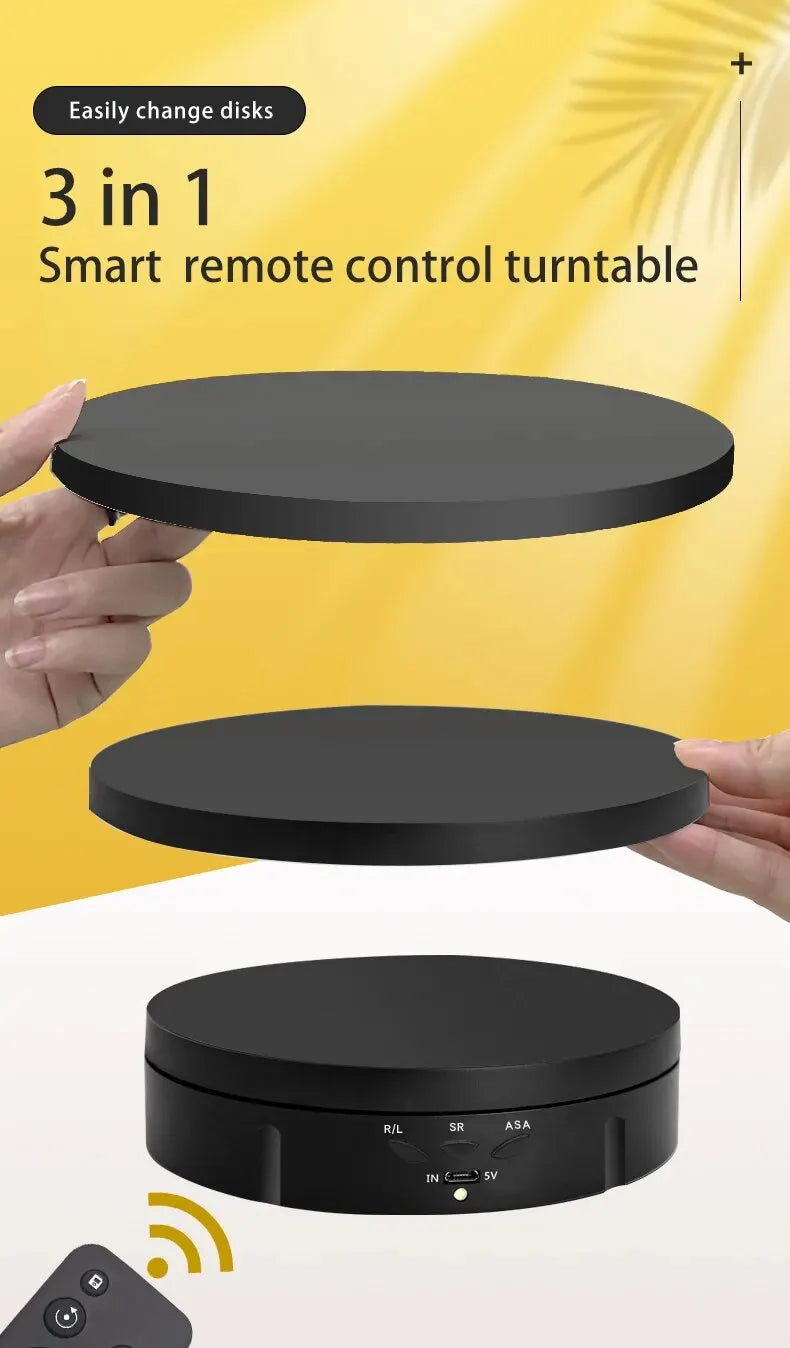 3 Speeds Electric Rotating Visualizer 360° Turntable Regulation USB Charge Display Stand For Video Shooting Prop Jewelry Shoes Peaceful Pleasures Health and Wellness