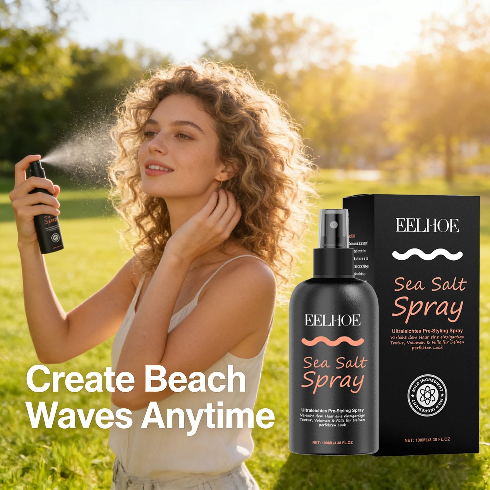 EELHOE Sea Salt Spray Nourish Hair Form Textured Hair Refreshing Control Oil Non-sticky Lazy Person Wash Free Styling Hair Spray Peaceful Pleasures Health and Wellness