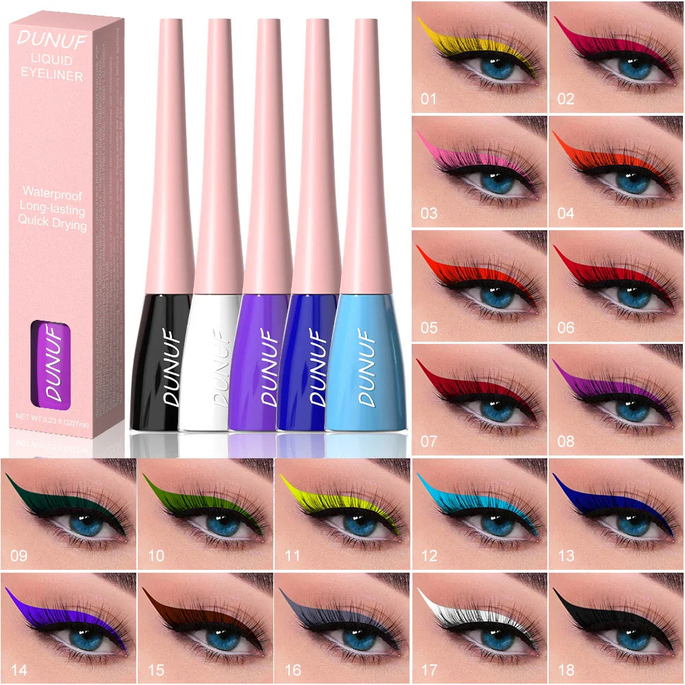 DUNUF Waterproof Liquid Eyeliner – Smudge-Proof, 8+ Colors