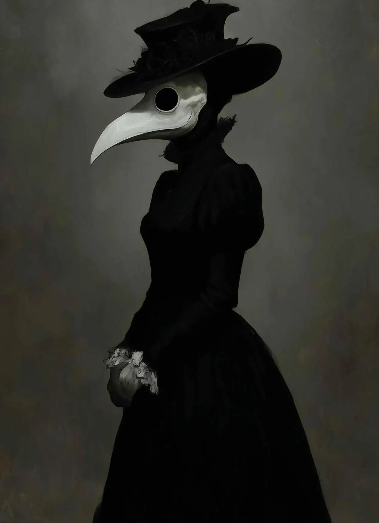 Dark Victorian Reaper Crow Ghost Canvas Wall Art Print | Gothic