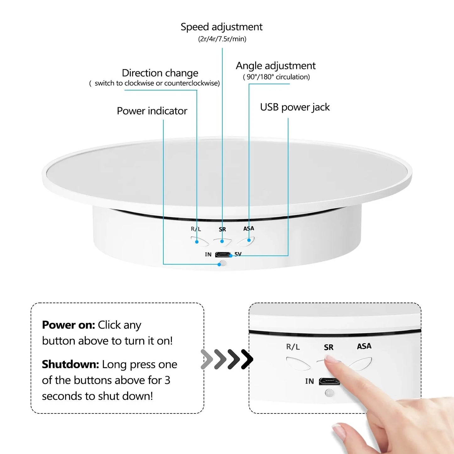 200mm 3 Speeds Photography Rotating Display Stand 360 Electric Rotating Product Display Turntable For Video Shooting Peaceful Pleasures Health and Wellness