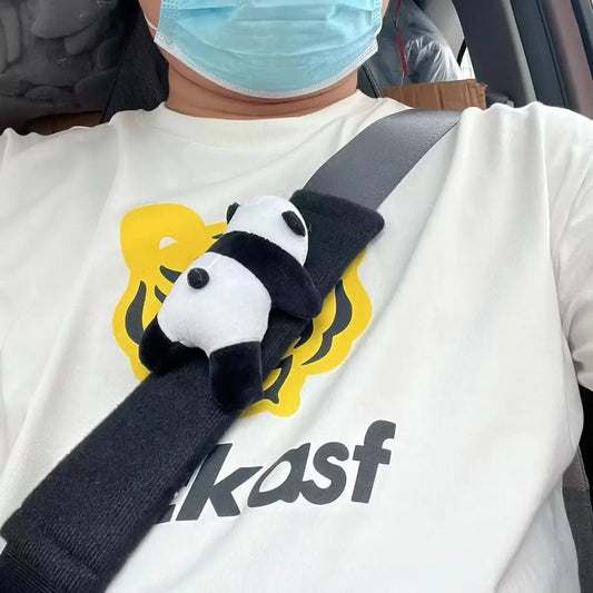 Automobile Safety Belt Decoration Cartoon Panda Safety Belt Shoulder Pad Plush Automobile Accessories Car Decorations Peaceful Pleasures Health and Wellness