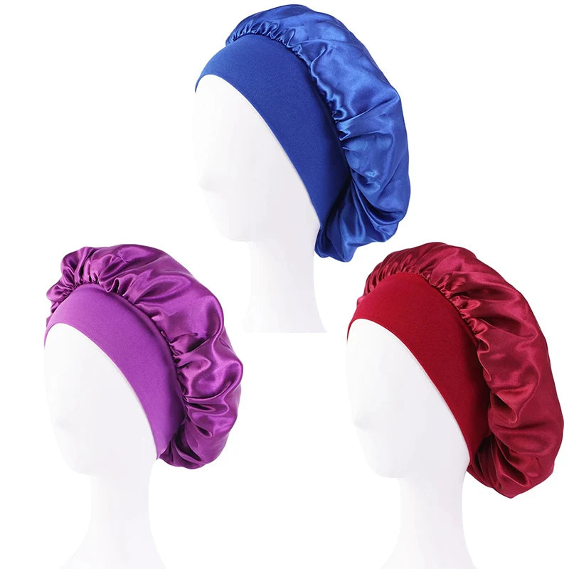 Women's Satin Sleep Bonnet | Wide Brim, Elastic Band Hair Care