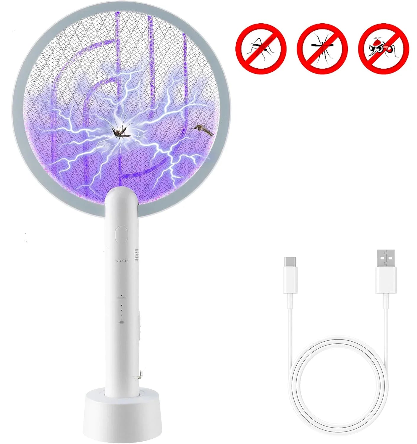 4000V Electric Fly Swatter – Foldable USB Rechargeable Bug Zapper