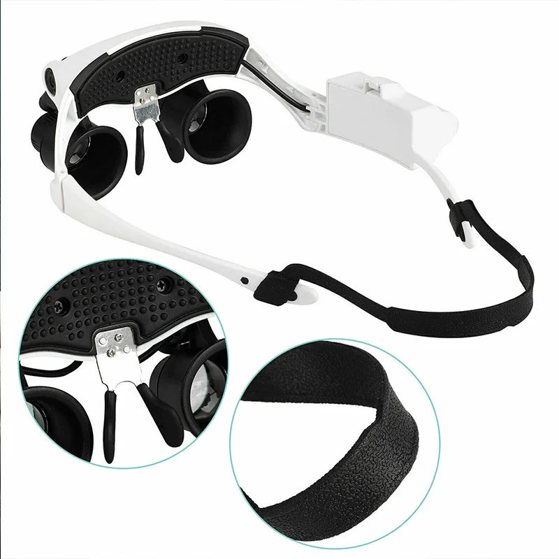 Magnifier Glasses Loupes Measuring Magnifying Glass Lens 10X 15X 20X 25X with Led Jeweler Watch Repair Magnifying Eyewear Peaceful Pleasures Health and Wellness