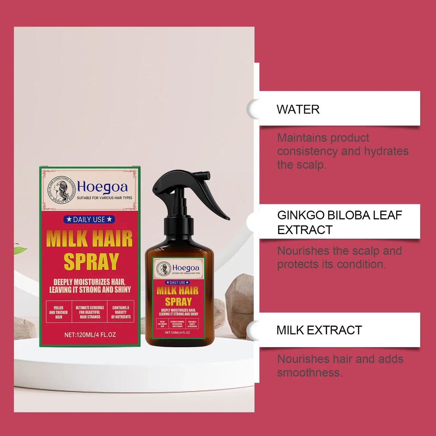HOEGOA Milk Spray – Leave-In Conditioner & Detangler 120ml