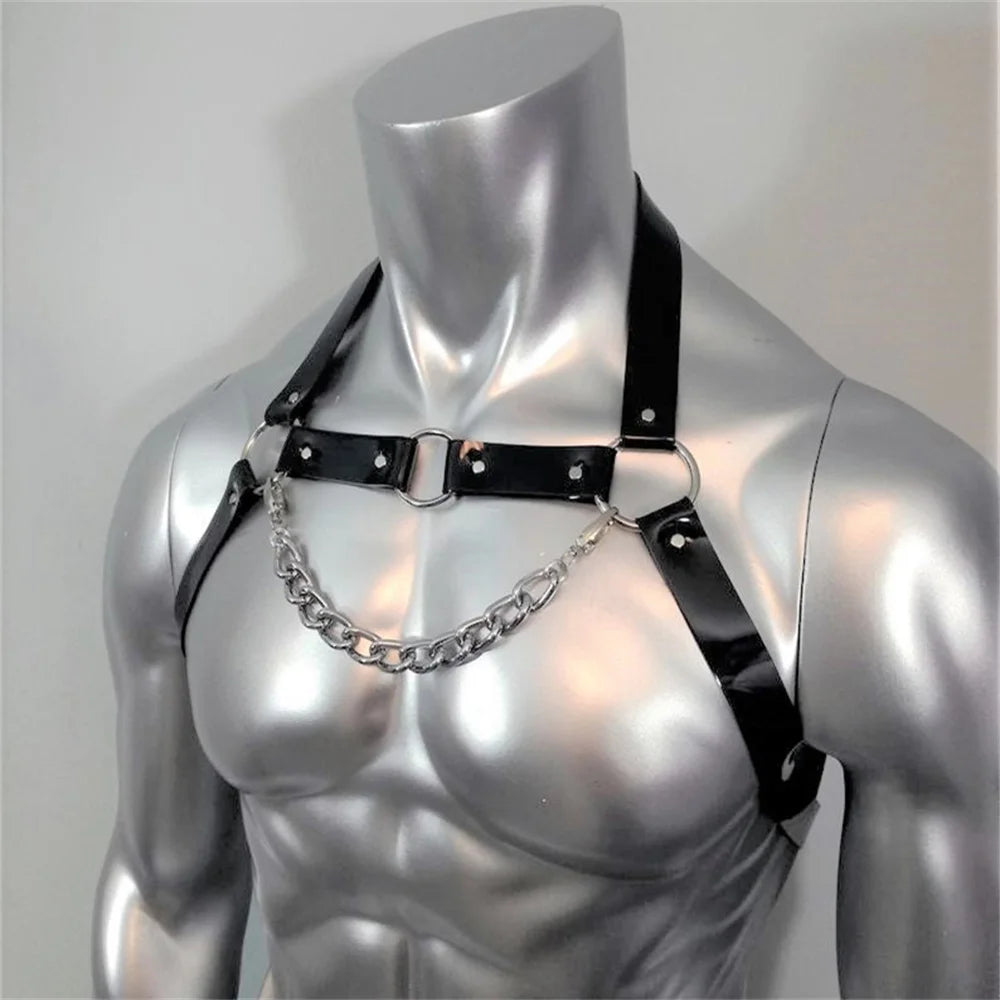 Fetish Men Sexual Chest Leather Harness Belts Adjustable BDSM Gay
