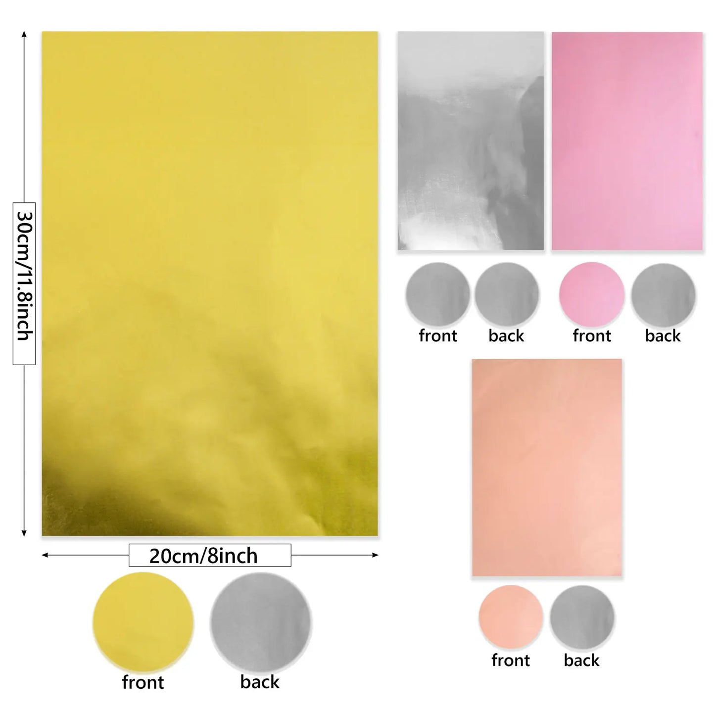 8-Piece Metal Embossing Foil Sheets Kit | Gold Silver Pink Rose Gold Metal Embossing Kit Peaceful Pleasures Health and Wellness