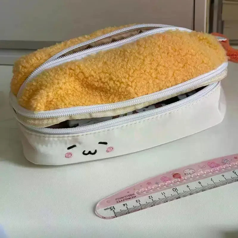 Kawaii Shrimp Plush Pencil Case – Large Capacity Zip Pouch